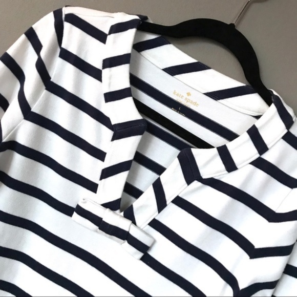 Kate Spade St. Tropez Striped Bow Long Sleeve Top - Picture 5 of 8